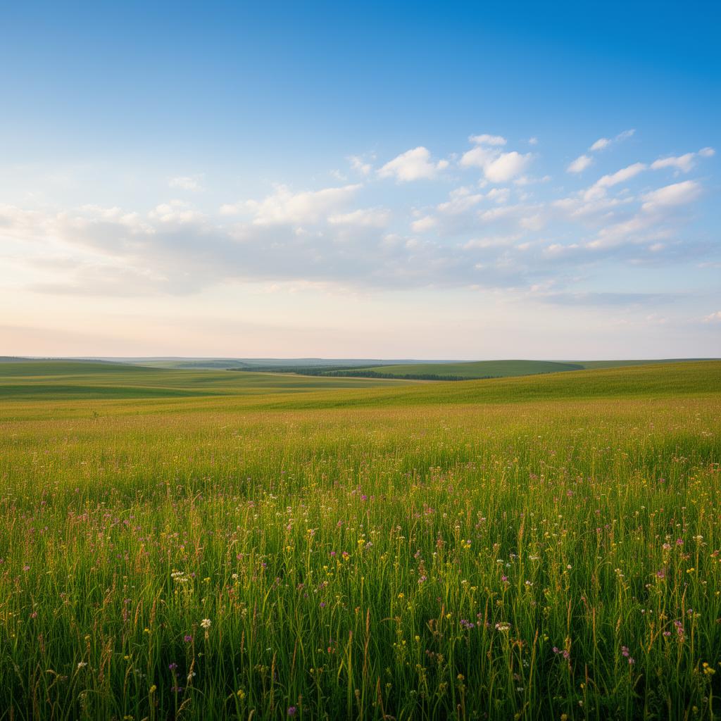 Peaceful nature landscape with sky and meadow